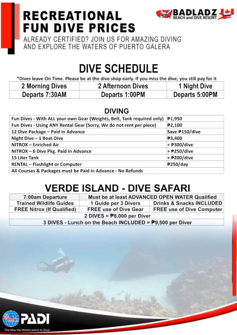 Scuba Diving Prices Mar 2026-2