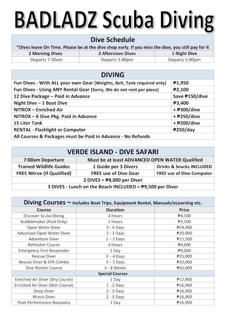 1. Diving Prices - Sep 2026